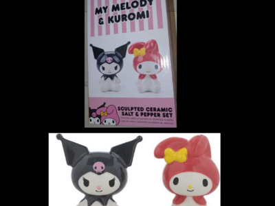 My Melody & Kuromi Sculpted Ceramic Salt & Pepper Shakers - Sanrio - New In Box