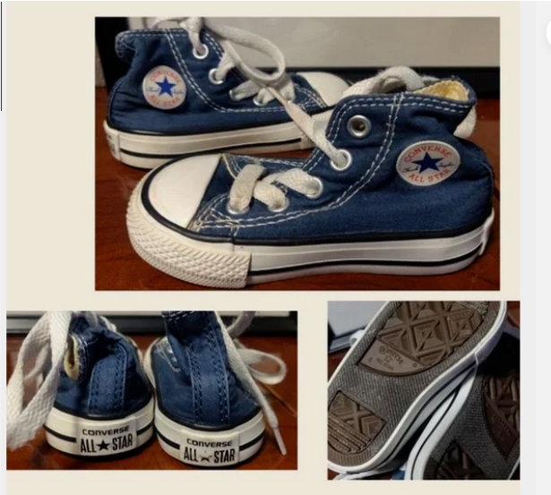 Converse All Star Shoes Toddler Boys Sz 4 Chuck Taylor Denim Blue Canvas