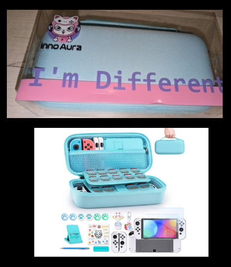 NEW Switch OLED Case 19-in-1 Bundle with Carrying Case, Game Organizer, Screen Protector, Stand and Thumb Grips (Blue)