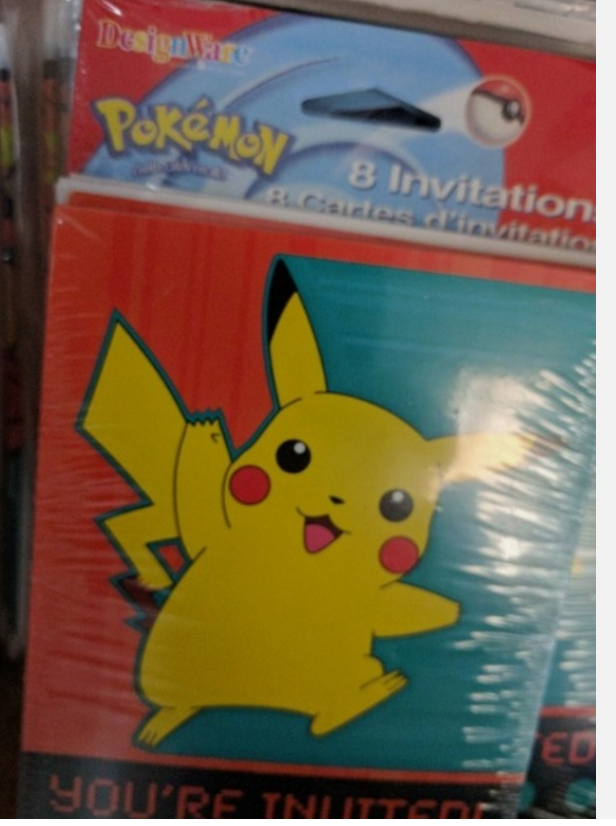 Vintage (2000) Y2K Pokémon Birthday Party Invitation Pack 8 cards Pikachu Nintendo - Party Supplies
