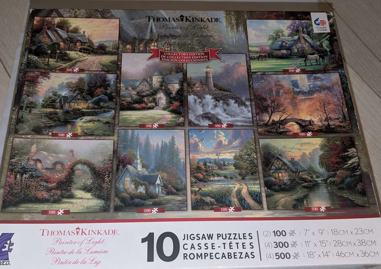 THOMAS KINKADE Collectors Edition 10 Puzzles in 1 Box