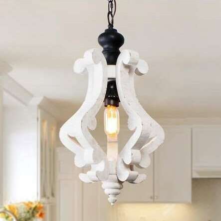 New in box farm house style wooden light chandelie