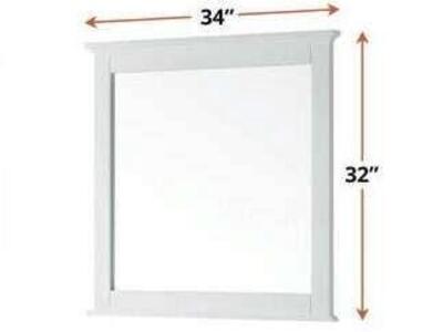 34 in x 32 in White Framed Vanity Mirror