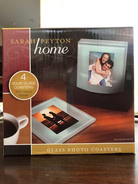 New 4 Solid Glass Photo Coasters