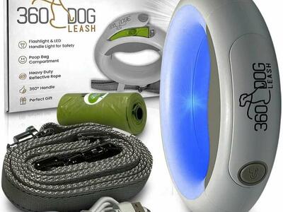 New 360 Degrees Dog Leash with LED Light and Poop Bags