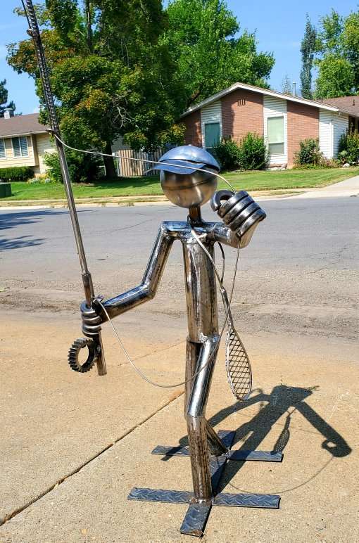 Metal art fly fisherman,hunter and golfer