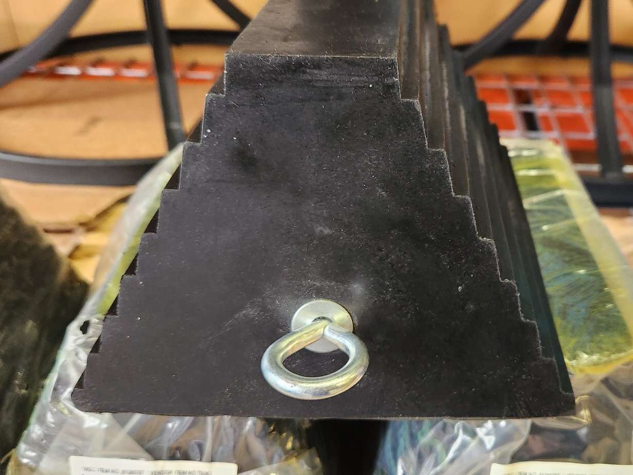 Rubber 10" x 8" x 6" Rubber Wheel Chock with Eye