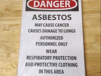 NMC D1095 Sign Danger Asbestos Cancer & Lung Disease Hazard Paper 18 x 14 200Pac