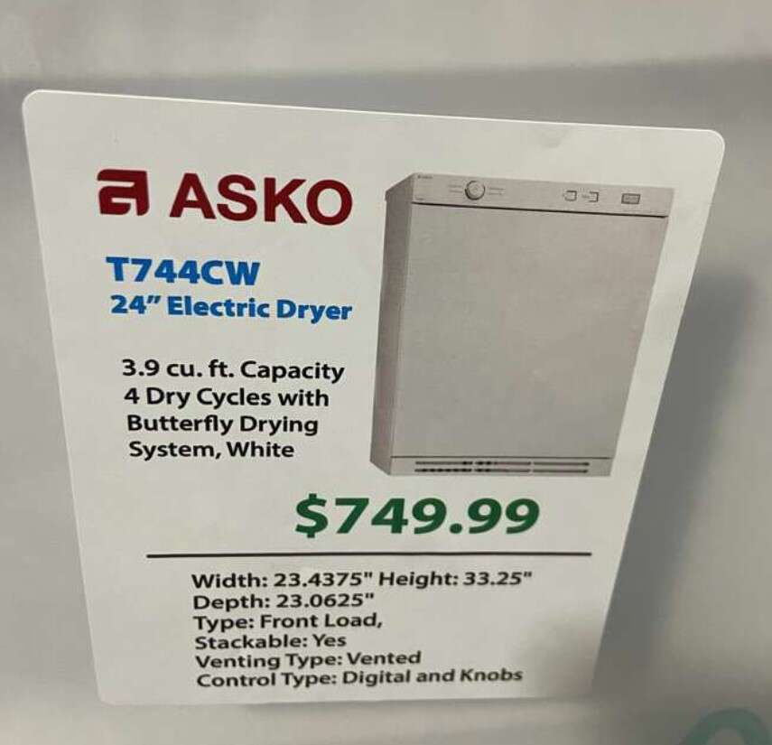 Electric Dryer - Asko T744CW 24" - Brand New - LOW PRICE $250.00 Or Best Offer