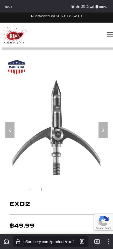 B3 EXO2 New Unopened Broadhead