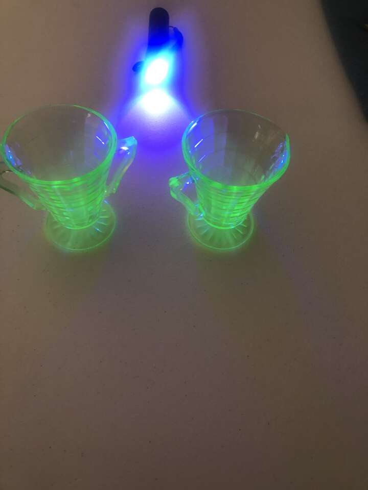 Depression glass green Block Optic cream and sugar