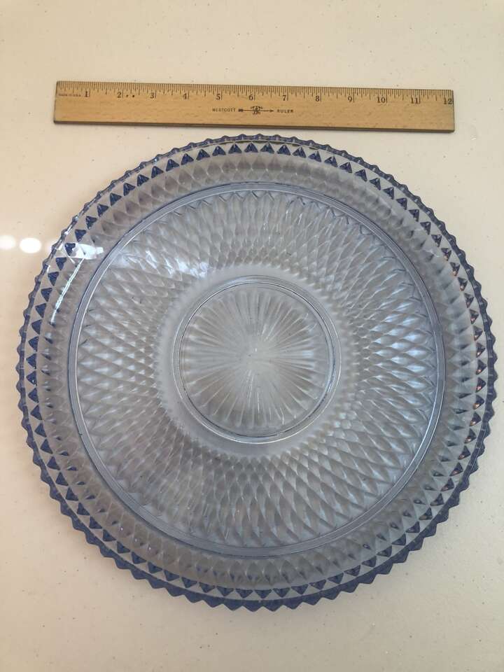 Depression glass Diamond Point serving platter