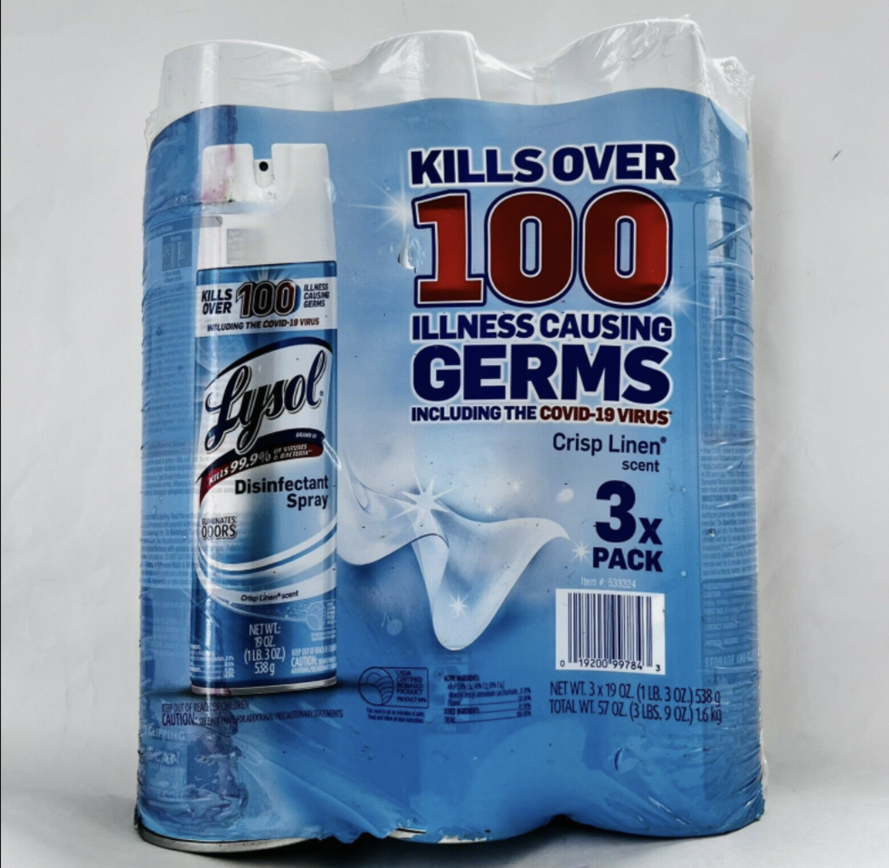 New Lysol Disinfectant Spray, Crisp Linen, (Pack of 3x19 oz)