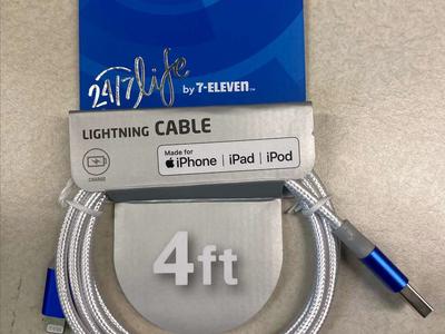 24/7Life 7-Eleven Lighting Charging Cable 4ft iPhone, iPad, iPod, MFI Certified