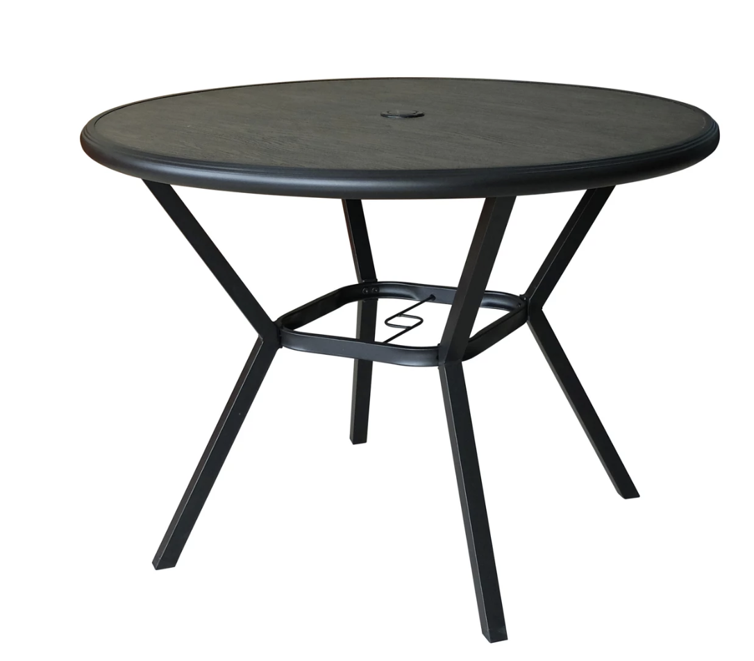 Patio Dining Table with Arrow Ridge Wood Look Cement Top