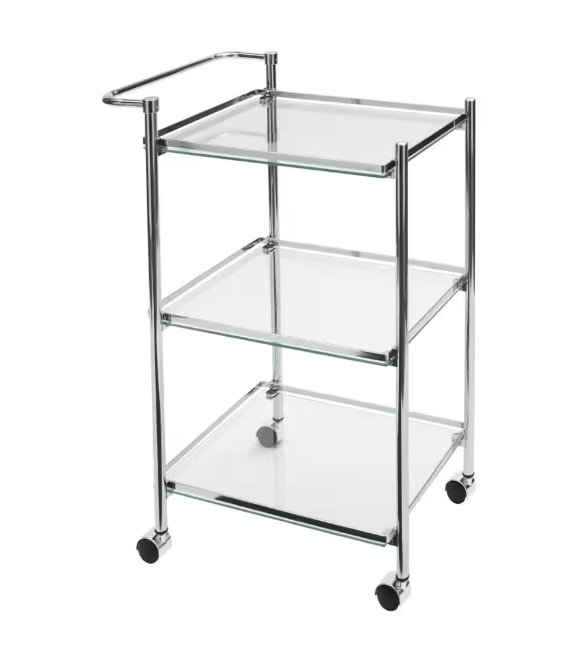 Tempered Glass Rolling Serving Cart
