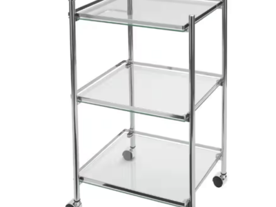 Tempered Glass Rolling Serving Cart