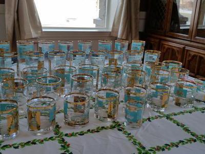 Vintage 22K Gold 41 piece barware set