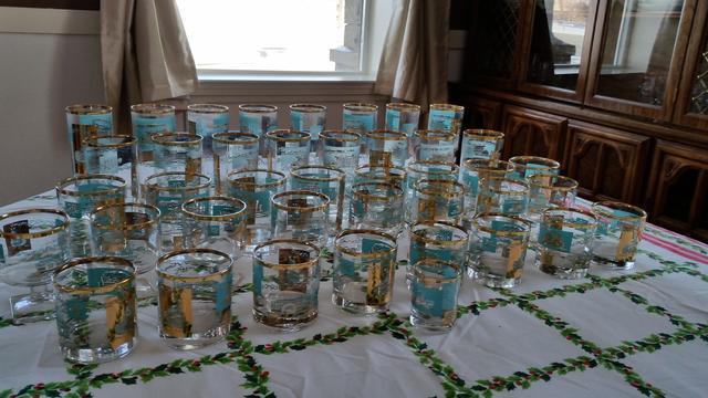 Vintage 22K Gold 41 piece barware set