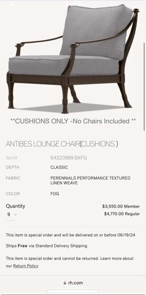 LOUNGE/Chair CUSHIONS, *Cushions only