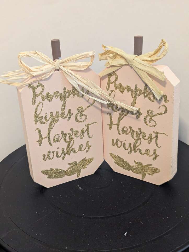 "Pumpkin Wishes & Harvest Wishes" Wood Decoration