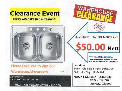 ON SALE Stainless Steel Sink - Top Mount - 18 Gauge