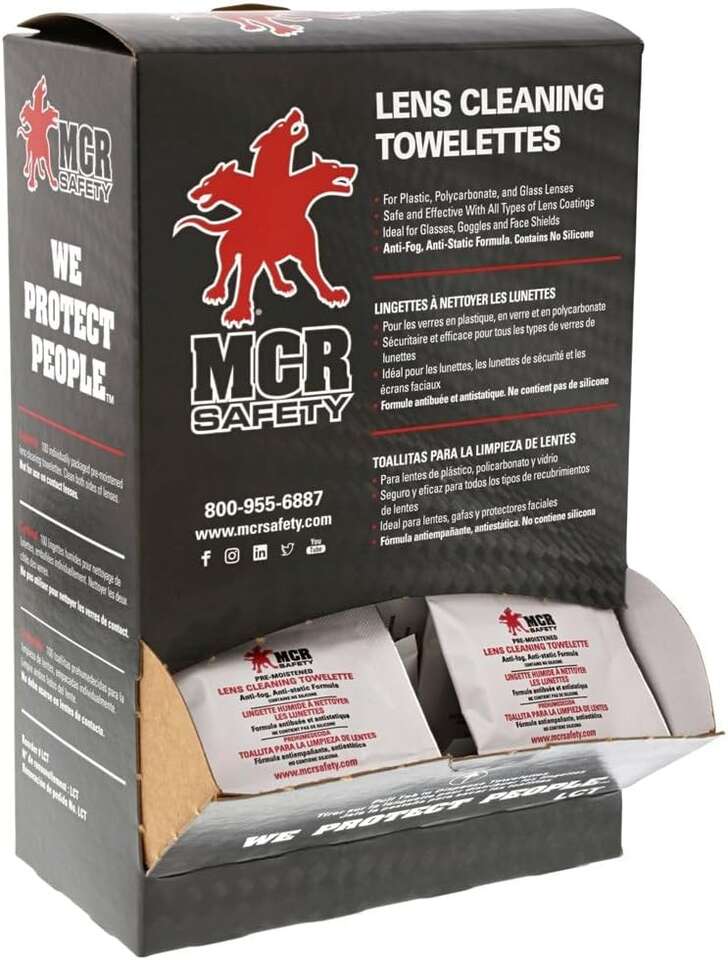 MCR Safety LCT Anti-Fog Anti-Static Lens Cleaning Towelette - 100 Wipes