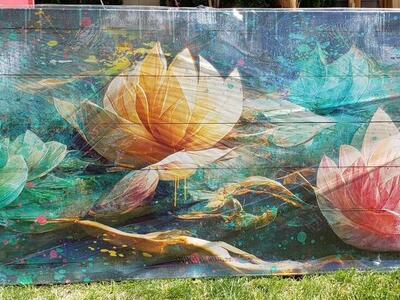 New Relaxing Zen Yoga Pond Lilly Floral Painting!