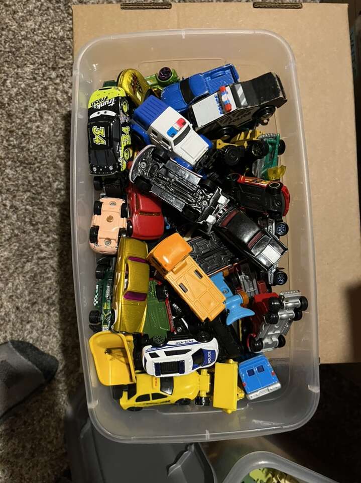 Plastic Shoebox Of Toy Cars Toys