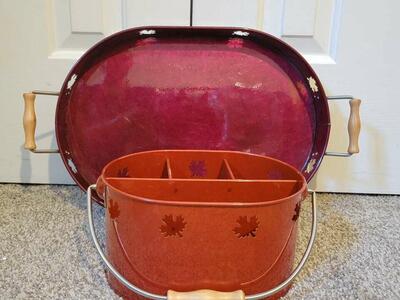 Fall serving platter and caddy