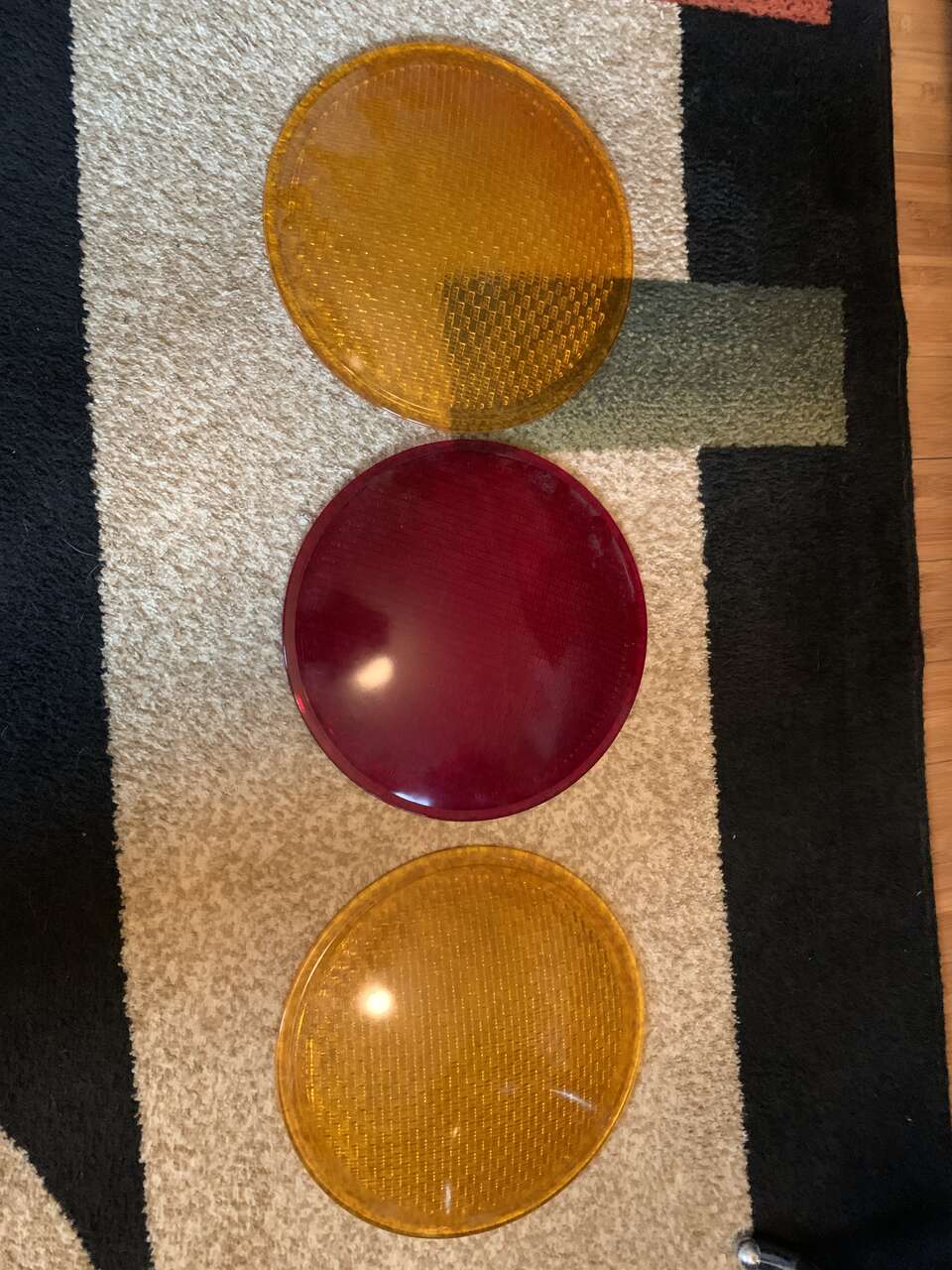 Vintage 12" Traffic Light Railroad Lens Yellow and Red