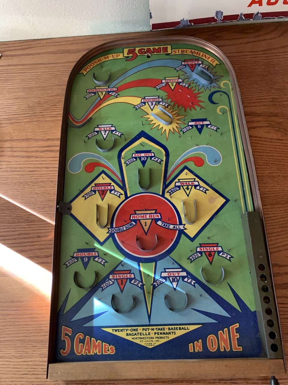VINTAGE 1930's POOSH M UP PINBALL GAME 5 IN 1 GAME - NORTHWESTERN PRODUCTS CO.