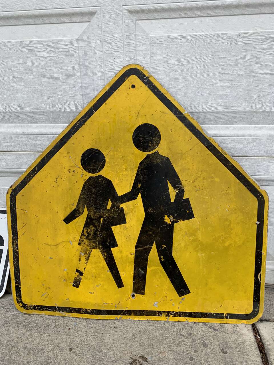 Vintage Metal Pedestrian Crosswalk Sign
