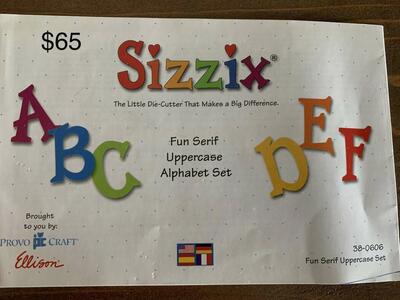 Sizzix texture plates, dies, alphabet, numbers