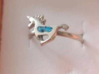 Small unicorn and Turquoise small ring