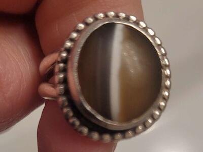 Agate stone silver
