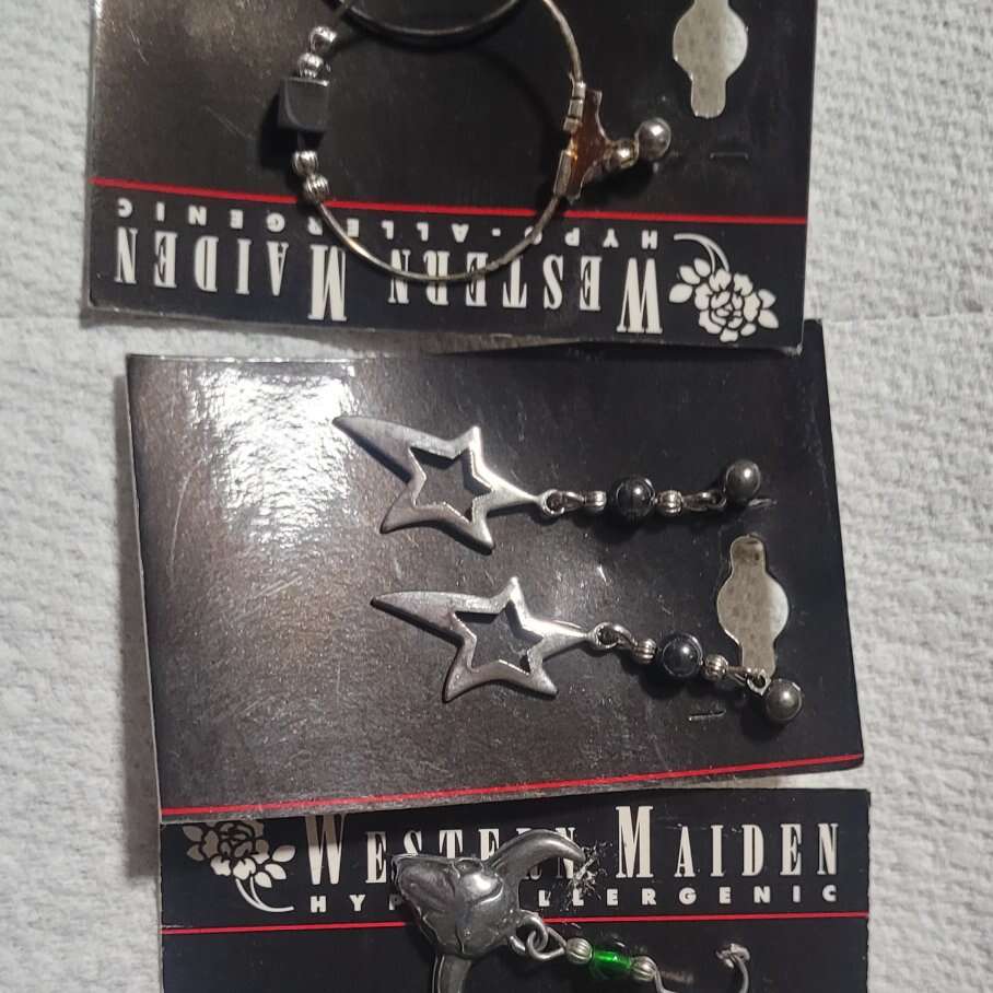 3 pairs of silver western earrings
