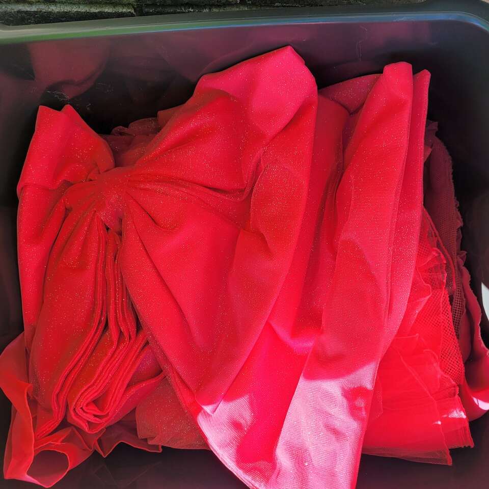 box of all pink fabric stuff