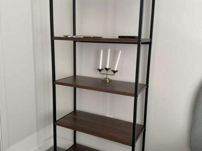 dark brown wood bookshelf