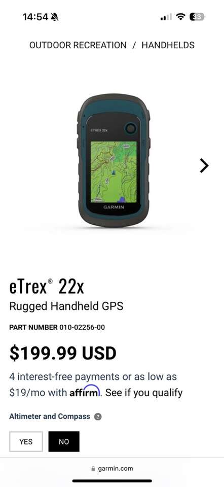 Garmin Etrex 22 GPS Unit