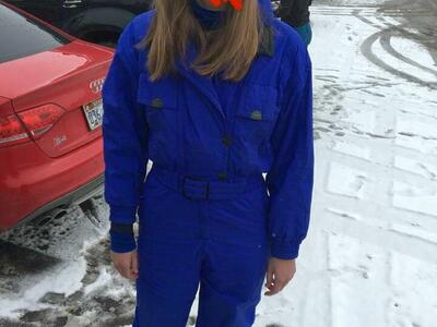 VINTAGE HEAD RETRO SKI POWDERSUIT SNOWSUIT ZIP SIZE 10 ROYAL BLUE SNOWBOARD JACKET COAT PANTS