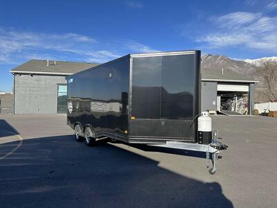 2024 Alcom SPRING BLOWOUT Elevation Tri-Sport Car Hauler 8.5x22 Heated Snow Trailer w/ Boot, Glove, Helmet and Gear Drying!