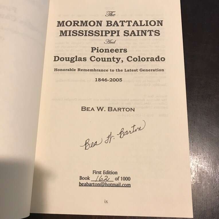 Signed Mormon Battalion Mississippi Saints