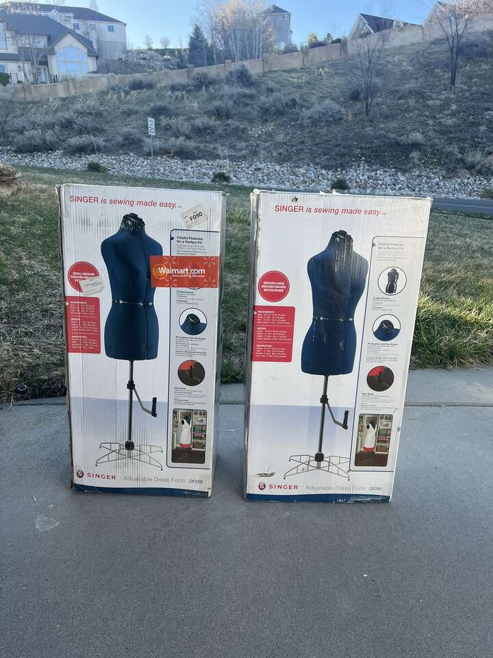 SINGER Adjustable Gray Dress Forms (Set of 2) – Sizes 10-18, Gently Used
