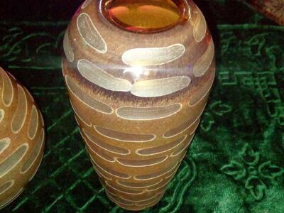 Vintage hand blown case cut vases