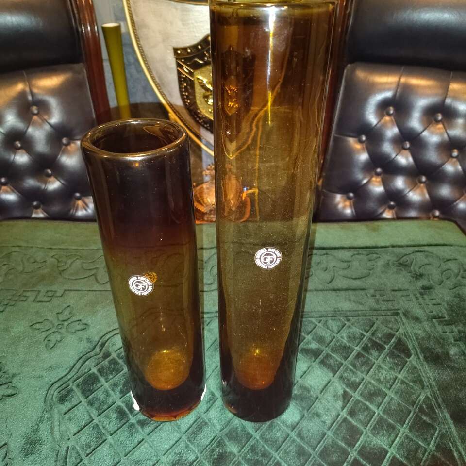 Vintage Greenwich Flint Craft Honey Burnt Vase's