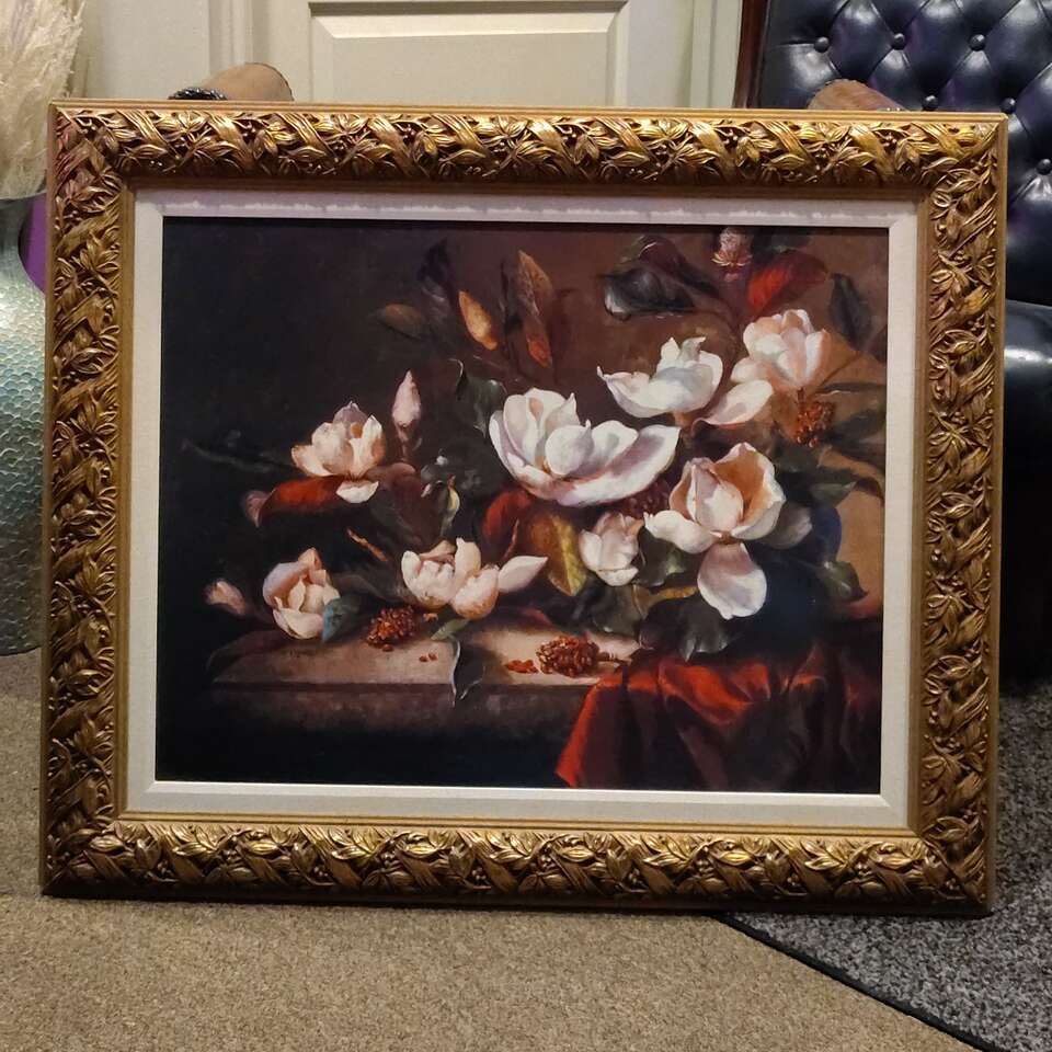 Beautiful Gold Gilt Vibrant Flower Picture