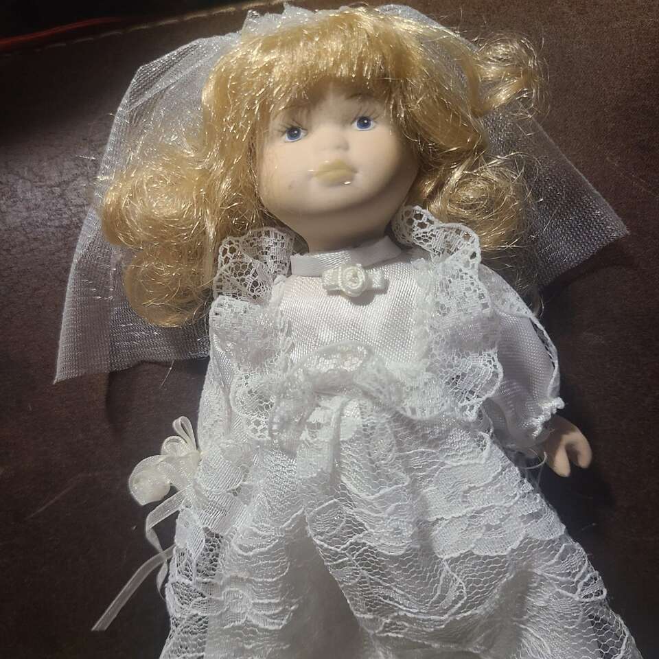Porcelain Doll Bride Miniature