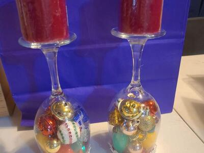 Glass Goblet Candle Holder, $15.00 set, cash