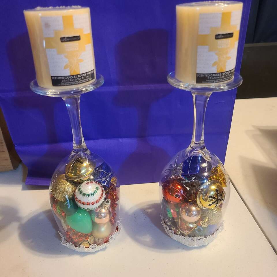 Glass Goblet Candle Holder, $15.00 set, cash